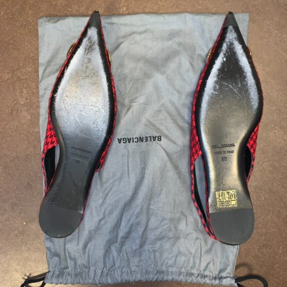Balenciaga Knife Shoe Flats- red and black checks - Picture 3 of 6